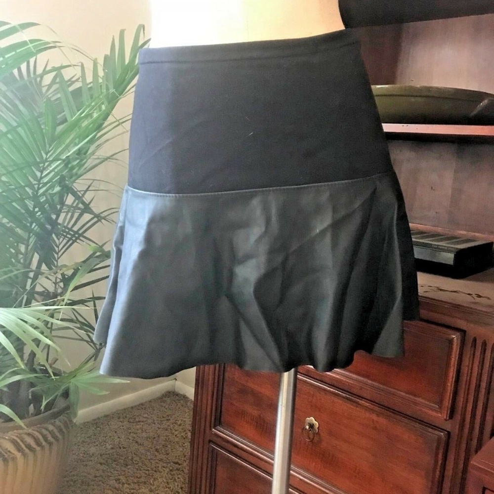 EXPRESS Faux Leather and Scuba Fit and Flare Skirt